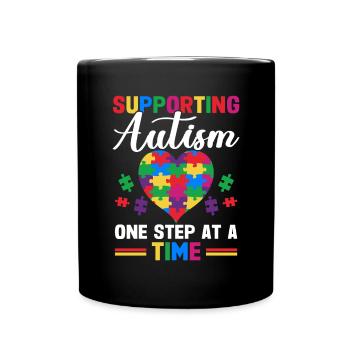 Autismusbewusstsein Unterstützen Autistische - Tasse einfarbig - Schwarz - Vorne