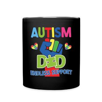 Autism Awareness Support Autistic - Full Colour Mug - black - Front