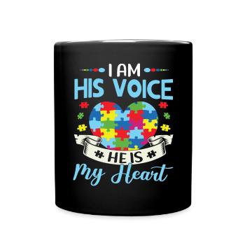 Autism Awareness Support Autistic - Full Colour Mug - black - Front