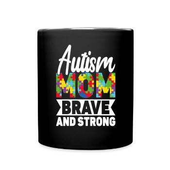 Autism Awareness Support Autistic - Full Colour Mug - black - Front