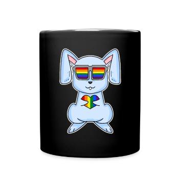 Lapin Noël arc-en-ciel couleur Broh - Mug uni - noir - Devant