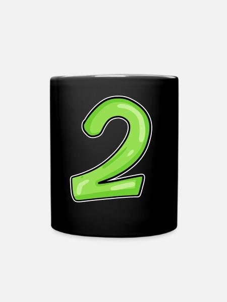 2 - Zahl - Nummer Zwei - 2 grün - Tasse einfarbig - Schwarz