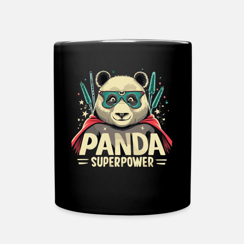 Panda Superheld - Tasse einfarbig - Schwarz