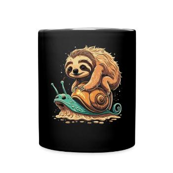 Sloth in the fast lane - Full Colour Mug - black - Front