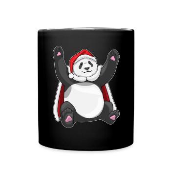 Chapeau de père Noël Panda - Mug uni - noir - Devant