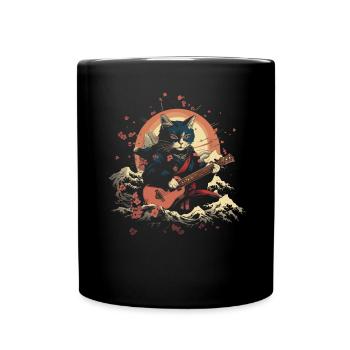 Chat samouraï japonais Japon Esthétique Amoureux des chats - Mug uni - noir - Devant