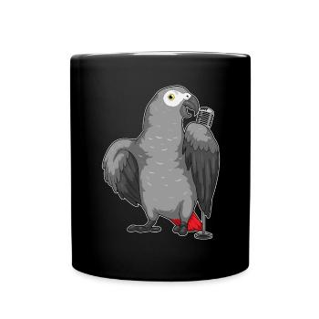 Parrot Singer Microphone Singing - Full Colour Mug - black - Front