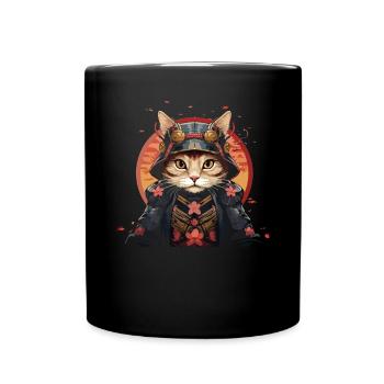 Chat samouraï japonais Japon Esthétique Amoureux des chats - Mug uni - noir - Devant