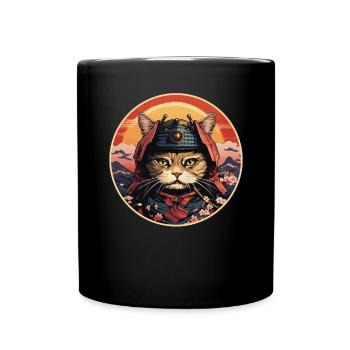 Chat samouraï japonais Japon Esthétique Amoureux des chats - Mug uni - noir - Devant