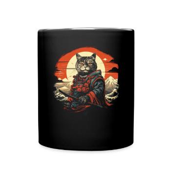 Chat samouraï japonais Japon Esthétique Amoureux des chats - Mug uni - noir - Devant