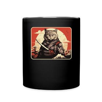 Chat samouraï japonais Japon Esthétique Amoureux des chats - Mug uni - noir - Devant