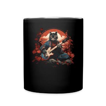 Chat samouraï japonais Japon Esthétique Amoureux des chats - Mug uni - noir - Devant