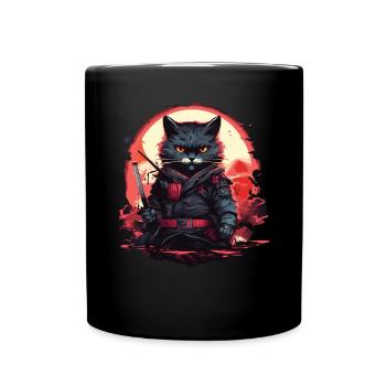 Chat samouraï japonais Japon Esthétique Amoureux des chats - Mug uni - noir - Devant