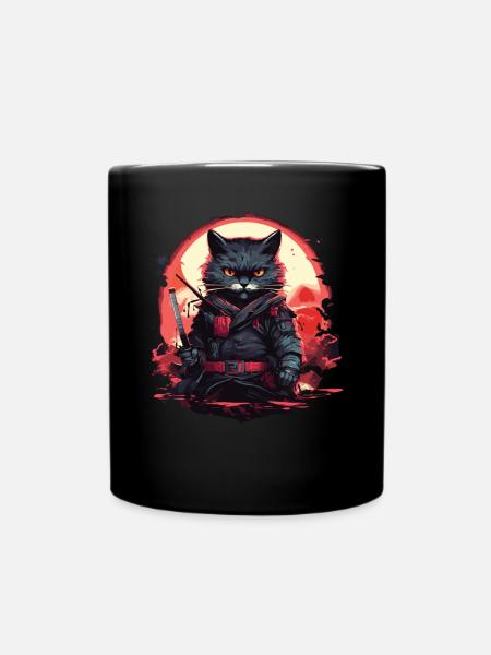 Chat samouraï japonais Japon Esthétique Amoureux des chats - Mug uni - noir