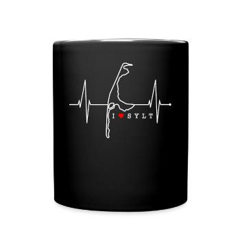 Sylt Skyline Nordsee Herzschlag Nordfriesen Sylter - Tasse einfarbig - Schwarz - Vorne