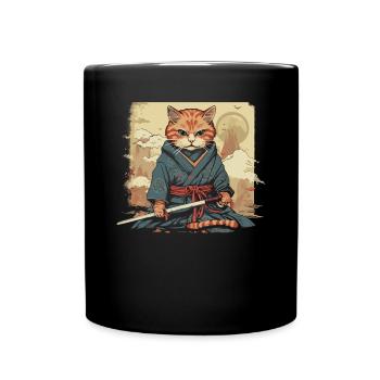 Chat samouraï japonais Japon Esthétique Amoureux des chats - Mug uni - noir - Devant