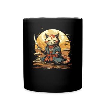 Chat samouraï japonais Japon Esthétique Amoureux des chats - Mug uni - noir - Devant