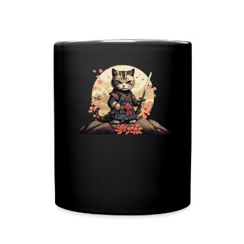 Chat samouraï japonais Japon Esthétique Amoureux des chats - Mug uni - noir - Devant
