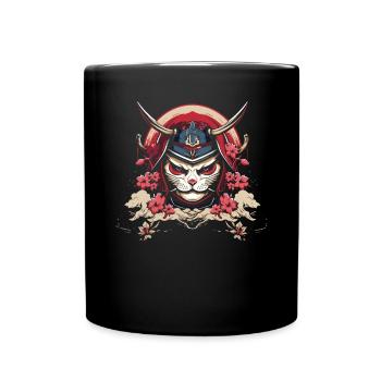 Chat samouraï japonais Japon Esthétique Amoureux des chats - Mug uni - noir - Devant