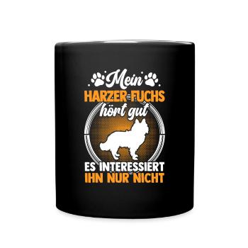 Harzer Fuchs hört gut Altdeutscher Hütehund - Tasse einfarbig - Schwarz - Vorne