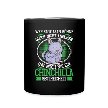 Chinchilla streicheln Nagetier Wollmaus - Tasse einfarbig - Schwarz - Vorne
