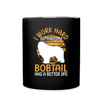 Work for Bobtail Old English Shepherd - Full Colour Mug - black - Front