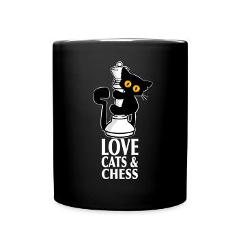 Chat noir mignon, grimpe sur les dames des échecs - Mug uni - noir - Devant