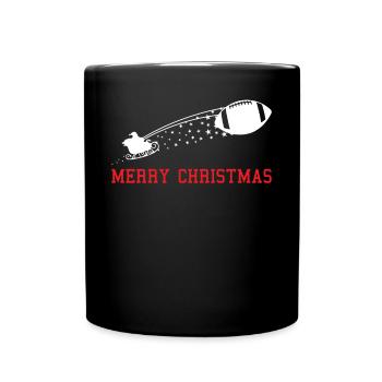 Merry Christmas Football-Zug Schlitten - Tasse einfarbig - Schwarz - Vorne
