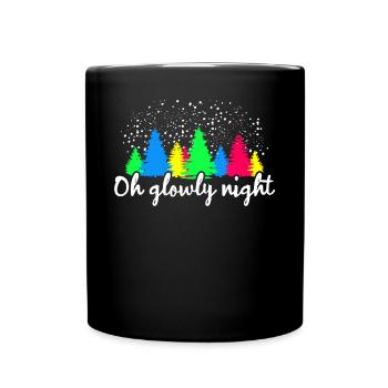 Buntes Tannenwald Glowly Night Kunst - Tasse einfarbig - Schwarz - Vorne