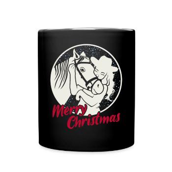 Cheval Amour Fille Joyeux Noël - Mug uni - noir - Devant