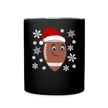 Festlicher Football Weihnachtsmütze - Tasse einfarbig - Schwarz - Vorne