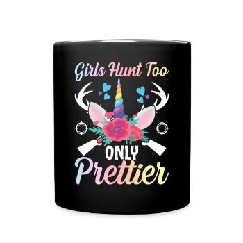 Deer Hunting Girl Huntress - Full Colour Mug - black - Front