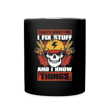 Je répare des trucs et je sais des choses Électricien - Mug uni - noir - Devant