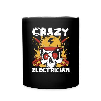 Crazy Electrician Electronics Technician - Full Colour Mug - black - Front