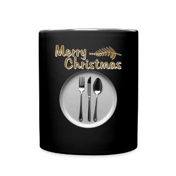 ASSIETTE COUVERTS JOYEUX NOËL - Mug uni - noir - Devant