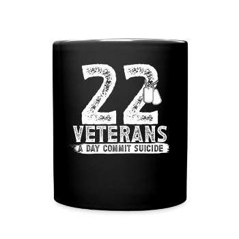 22 Veteranen pro Tag Veteran Selbstmordbewusstsein - Tasse einfarbig - Schwarz - Vorne