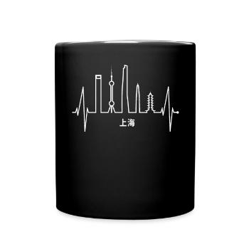Shanghai Skyline Heartbeat China I Love Shanghai - Full Colour Mug - black - Front