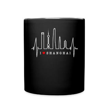 Shanghai Skyline Heartbeat China I Love Shanghai - Full Colour Mug - black - Front