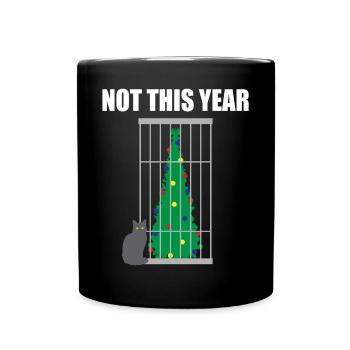 Chat espiègle culpabilité sur cadeau de chien - Mug uni - noir - Devant