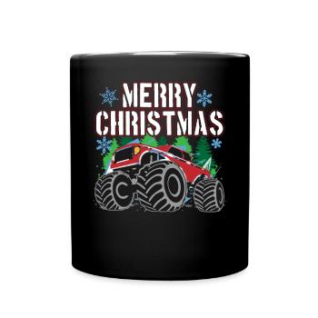 Cadeau de Noël camion festif ride - Mug uni - noir - Devant