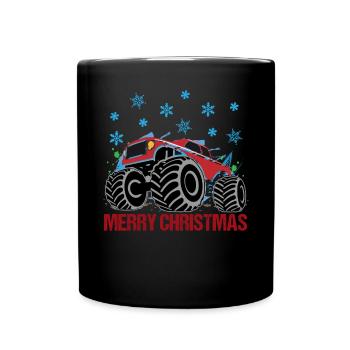 Cadeau de Noël camion festif ride - Mug uni - noir - Devant