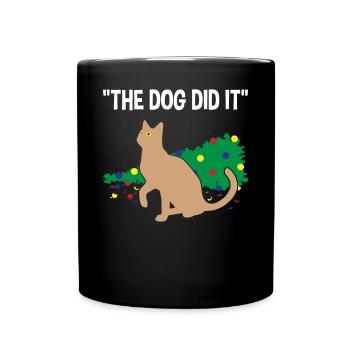Chat espiègle culpabilité sur cadeau de chien - Mug uni - noir - Devant