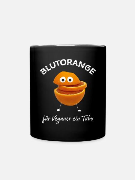 Veganer Vegan Veganismus Blutorange Orange Früchte - Tasse einfarbig - Schwarz