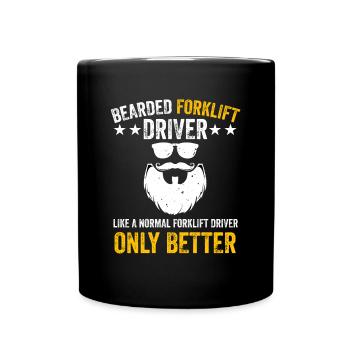 Bearded Forklift Driver Like A Normal Funny Cool F - Full Colour Mug - black - Front