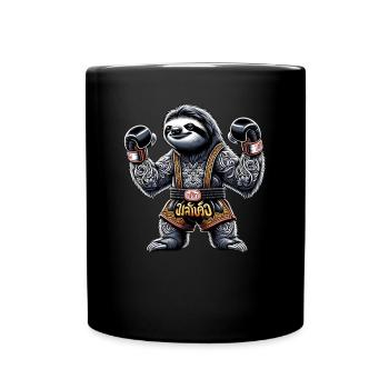 Muay Thai Faultier Thaiboxen und Kickboxen - Tasse einfarbig - Schwarz - Vorne
