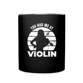 Geigenspieler Spruch - Tasse einfarbig - Schwarz - Vorne