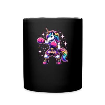 Niedliches Muay Thai und Thai Boxen Einhorn - Tasse einfarbig - Schwarz - Vorne