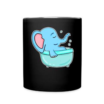 Badewanne Elefant - Tasse einfarbig - Schwarz - Vorne