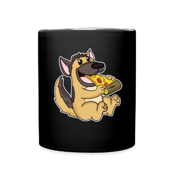 German Shepherd Dog Pizza - Full Colour Mug - black - Front
