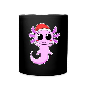Axolotl Weihnachten - Tasse einfarbig - Schwarz - Vorne
